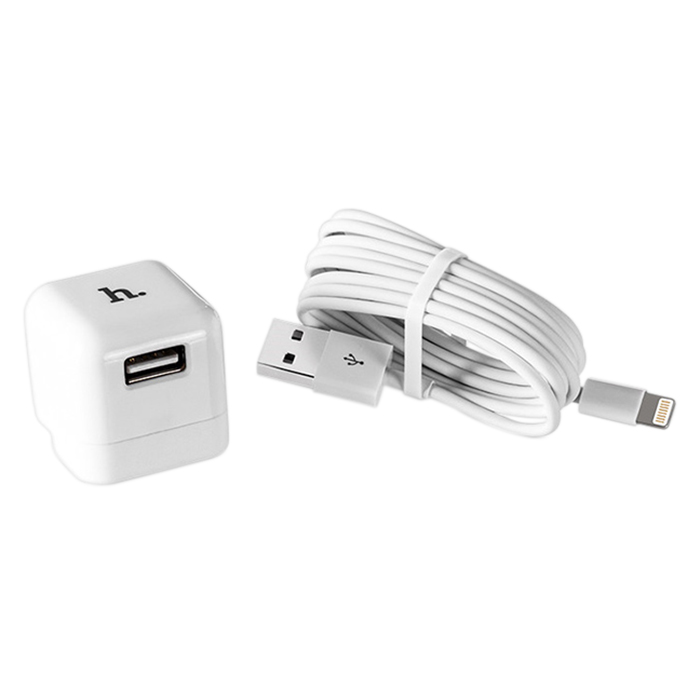 Adapter Sạc Hoco UH101 1 Cổng USB  + Cáp Lightning - Hàng nhập khẩu